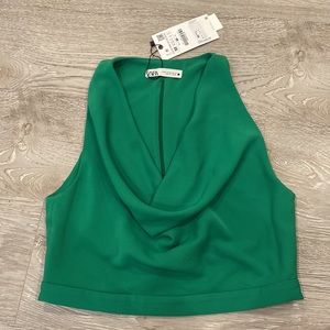 ZARA Cowl-neck Crop Blouse